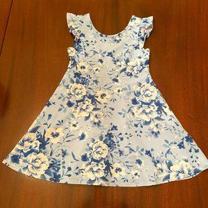 Poppies and Roses Blue and White Floral Dress
